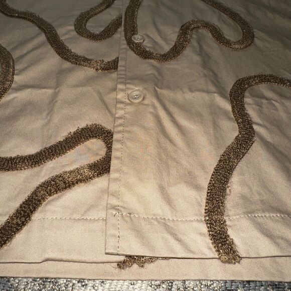 Forever 21 Men's M Shirt NWT Taupe Brown Abstract Woven Textured Short Sleeve - Picture 2 of 8